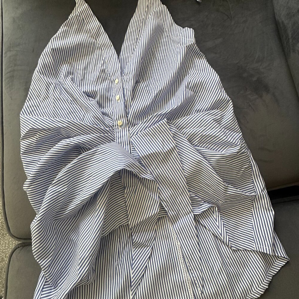 Favlux   Blue and White Striped Halter Neck Top Size Large